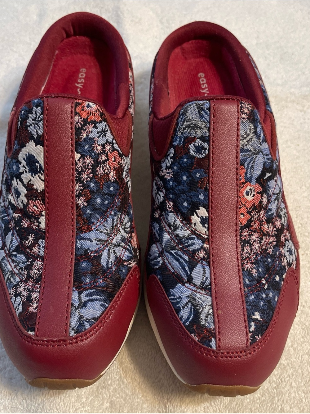 Easy Spirit Women's Slip-On Floral Clogs - Burgundy/Blue